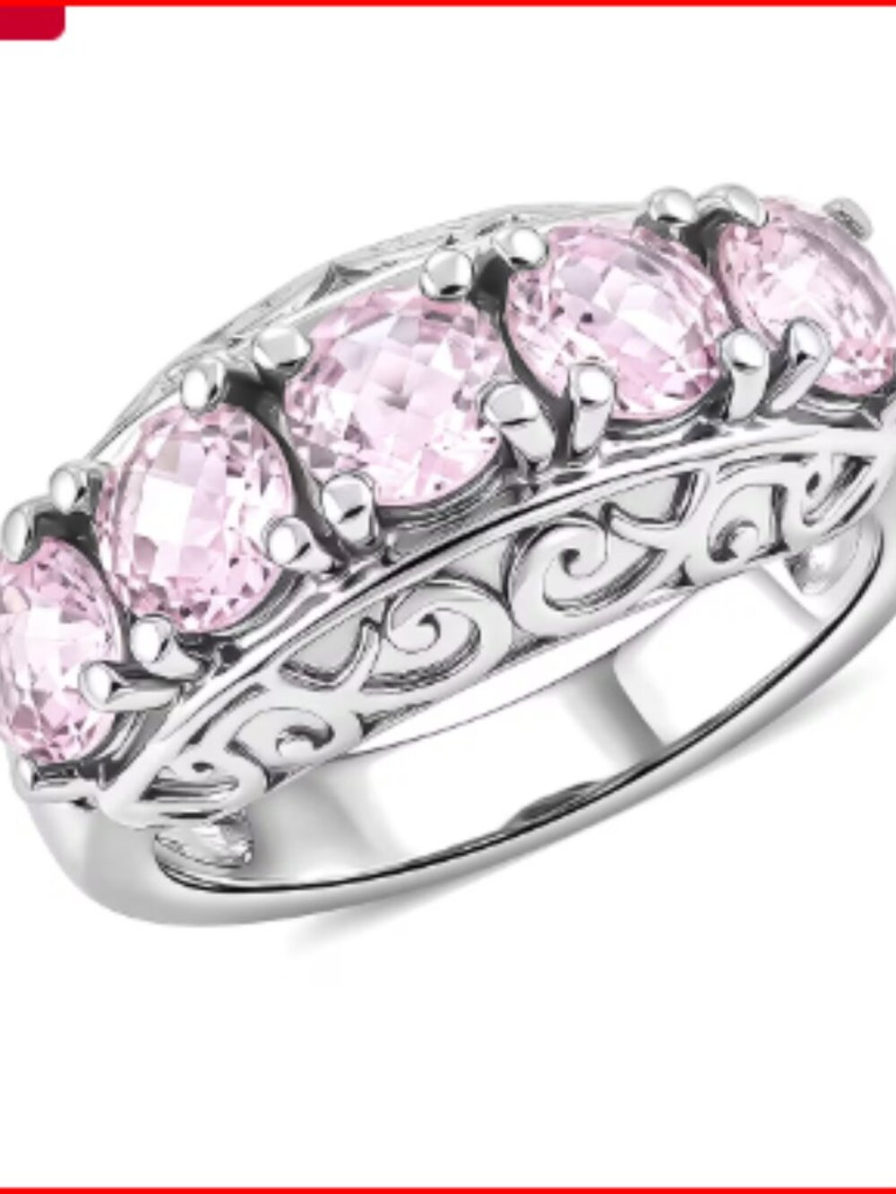 Simulated Pink Diamond Ring in Stainless Steel